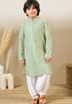 Digital Printed Pure Cotton Kurta in Green