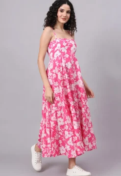 Digital Printed Pure Cotton Dress in Pink