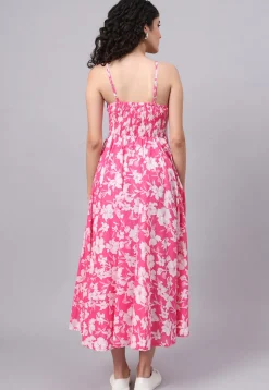 Digital Printed Pure Cotton Dress in Pink