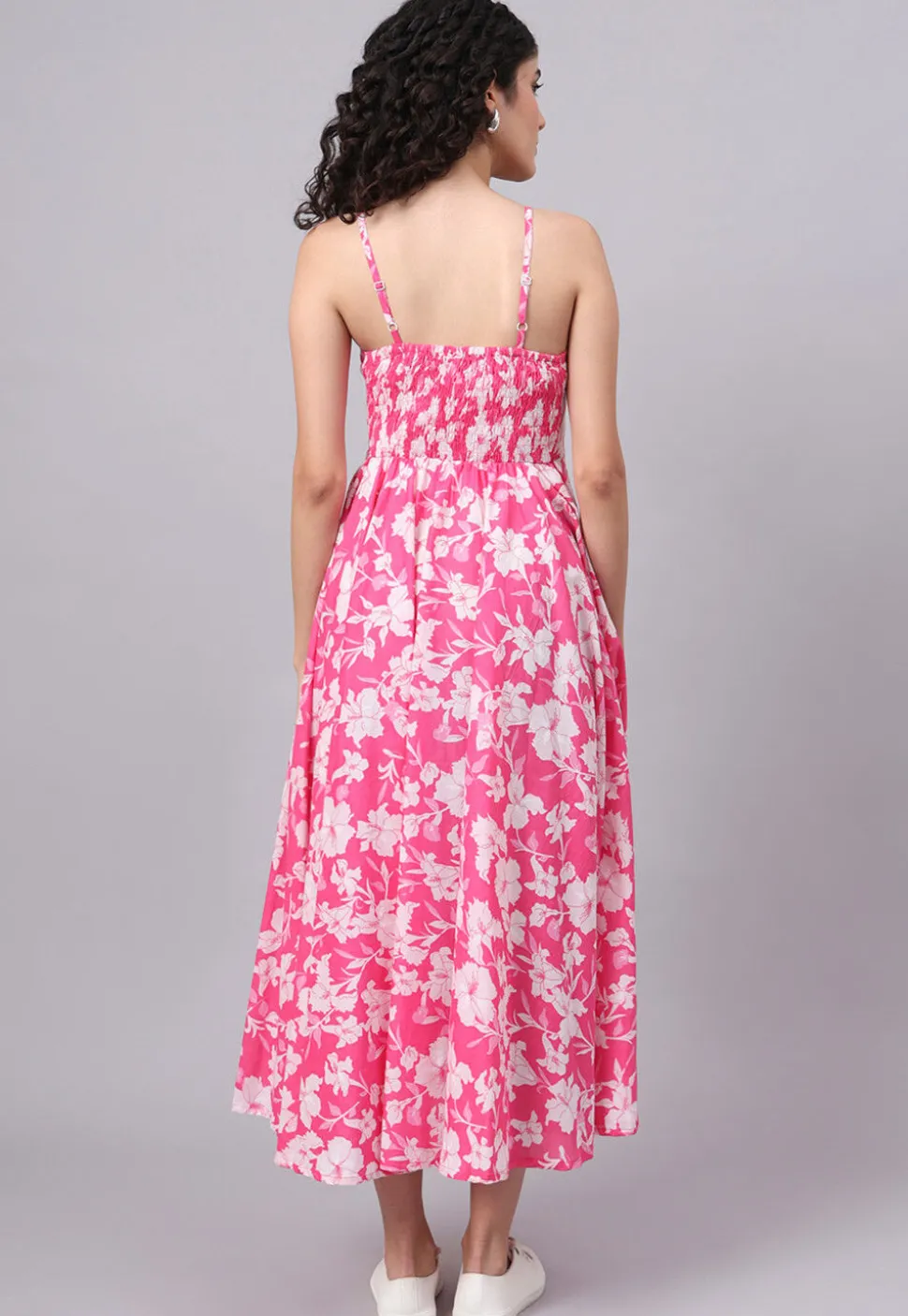Digital Printed Pure Cotton Dress in Pink