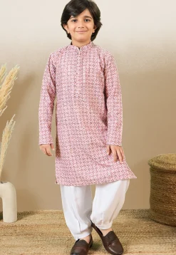 Digital Printed Pure Cotton Kurta Set in Pink