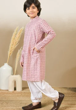 Digital Printed Pure Cotton Kurta Set in Pink
