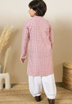 Digital Printed Pure Cotton Kurta Set in Pink