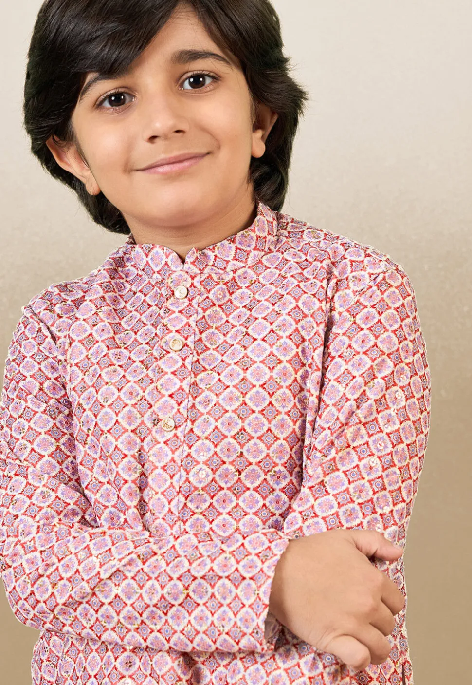 Digital Printed Pure Cotton Kurta Set in Pink