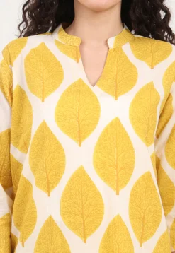 Digital Printed Pure Cotton Co Ord Set in Yellow