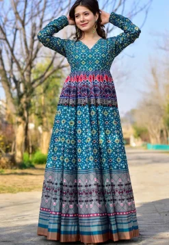 Digital Printed Pure Cotton in Blue