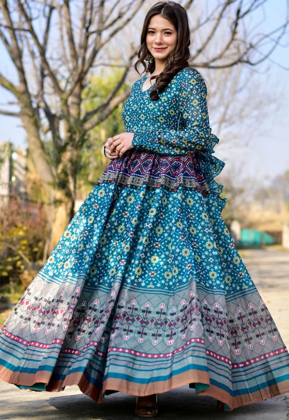 Digital Printed Pure Cotton in Blue