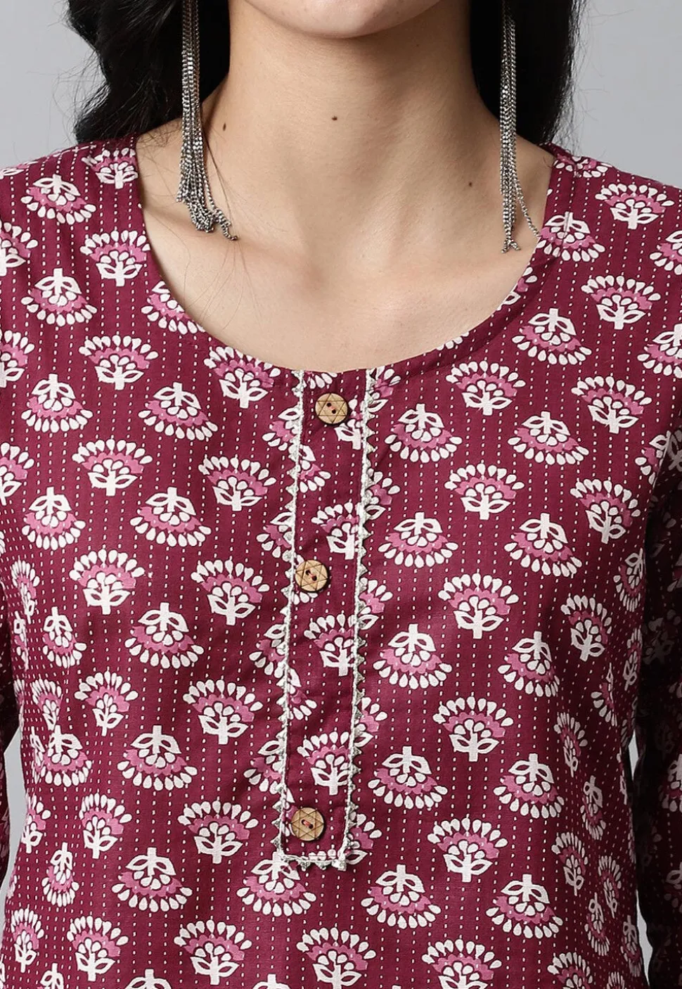 Digital Printed Pure Cotton Short Kurti in Maroon