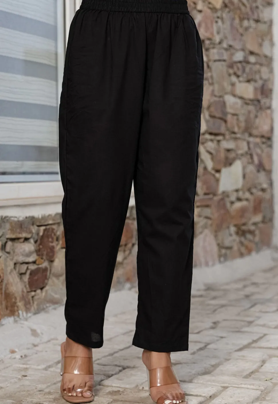 Digital Printed Pure Cotton A Line Suit in Black
