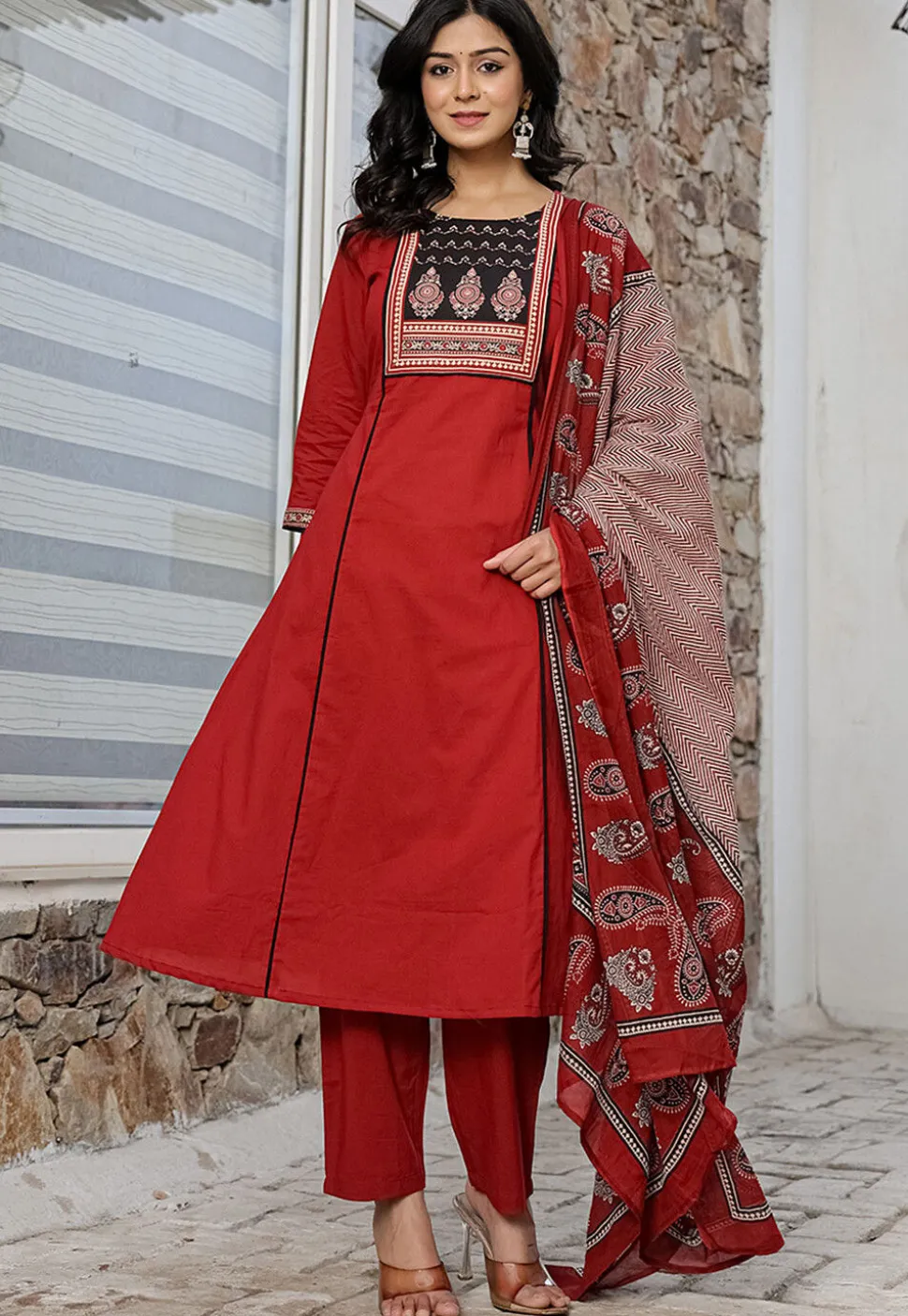 Digital Printed Pure Cotton Pakistani Suit in Maroon
