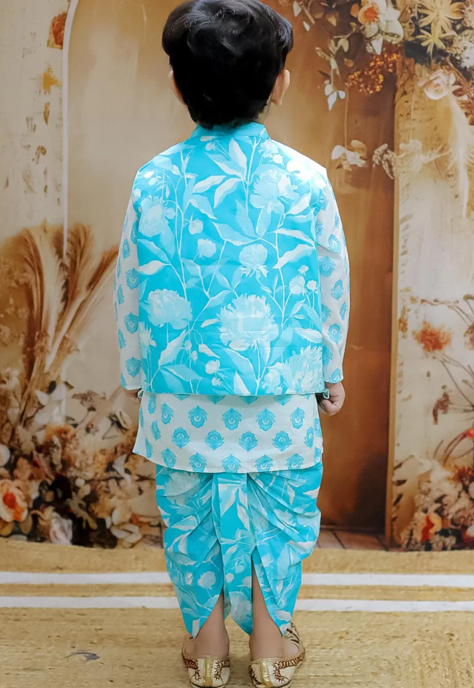 Digital Printed Pure Cotton Kurta Set in White