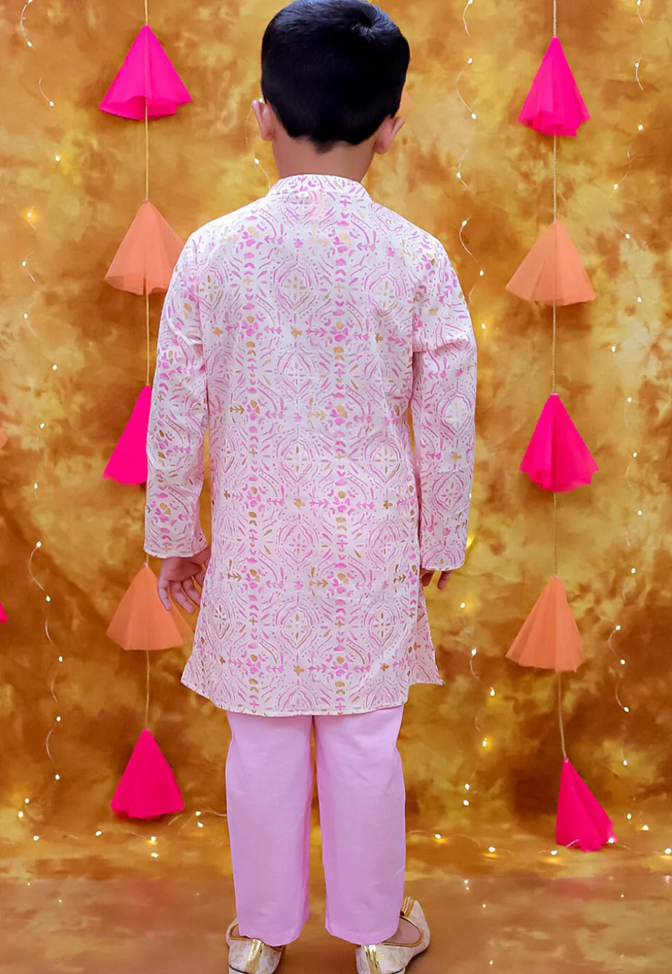 Digital Printed Pure Cotton Kurta Set in White