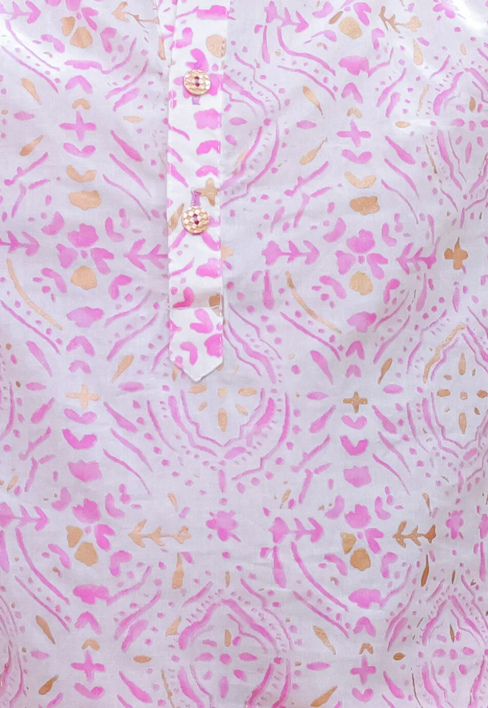 Digital Printed Pure Cotton Kurta Set in White