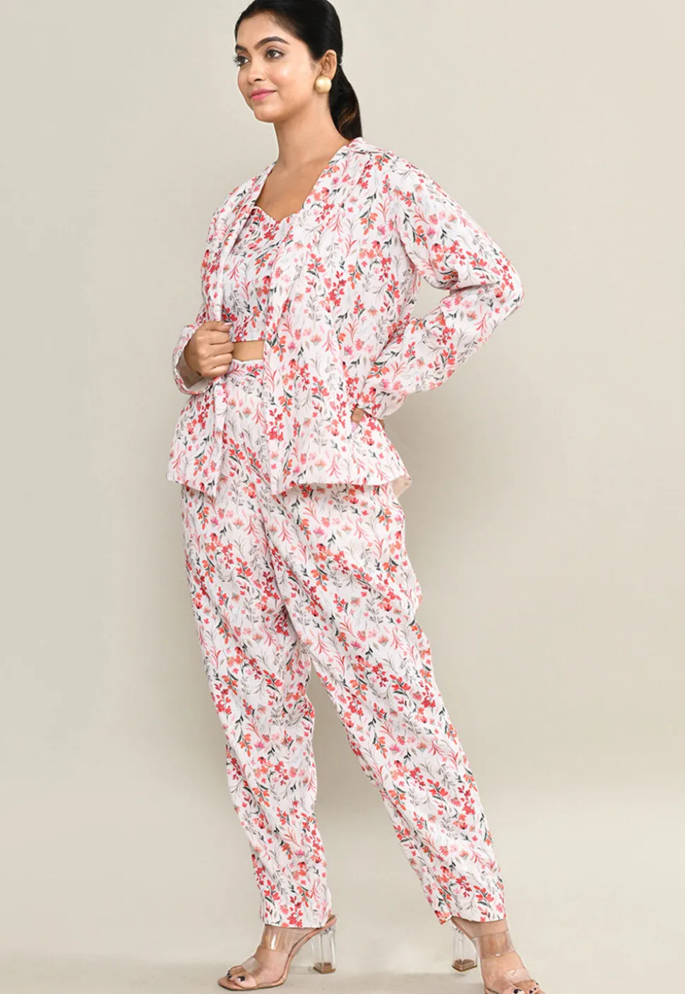 Digital Printed Pure Cotton Co Ord Set in Multicolor