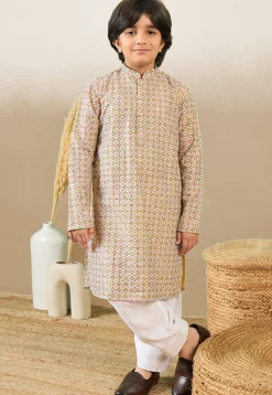 Digital Printed Pure Cotton Kurta Set in Brown