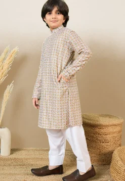 Digital Printed Pure Cotton Kurta Set in Brown