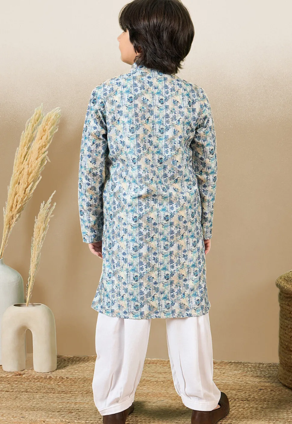 Digital Printed Pure Cotton Kurta Set in Blue