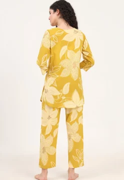 Digital Printed Pure Cotton Co Ord Set in Mustard