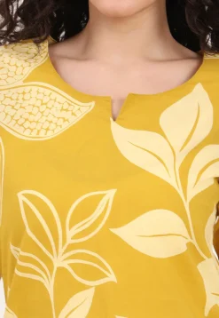 Digital Printed Pure Cotton Co Ord Set in Mustard