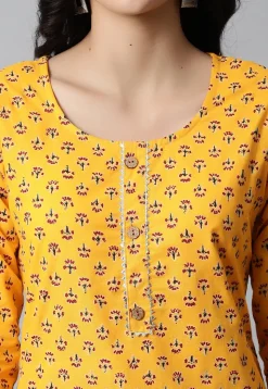 Digital Printed Pure Cotton Short Kurti in Yellow