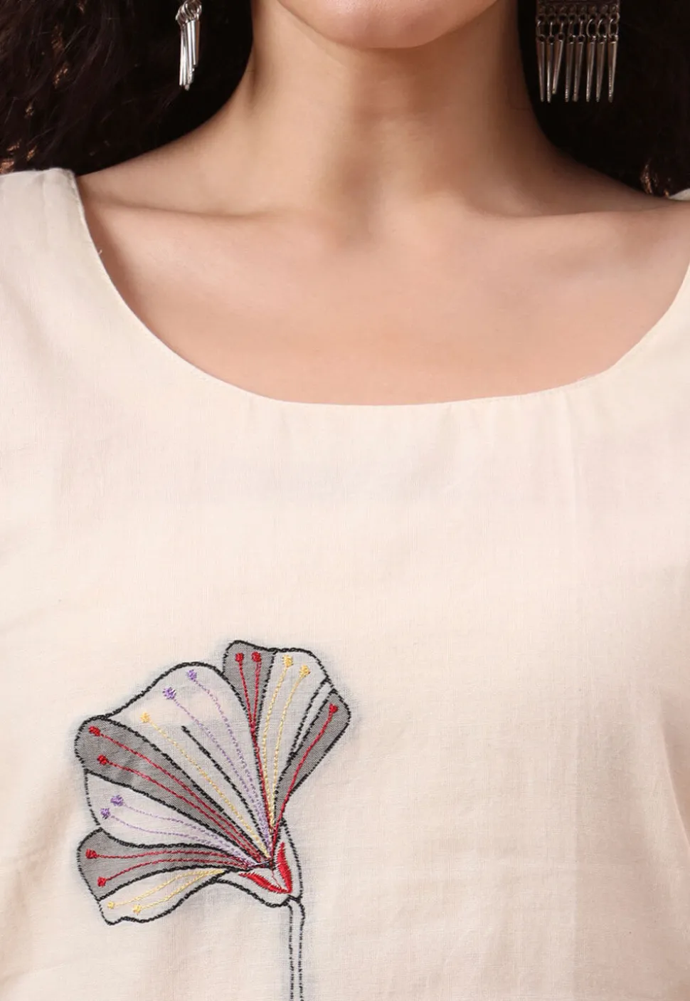 Digital Printed Pure Cotton Pakistani Suit in Off White