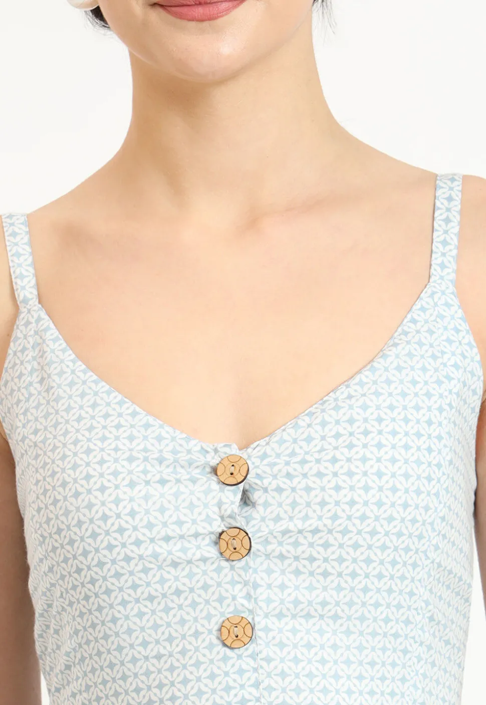 Digital Printed Pure Cotton Dress in Blue