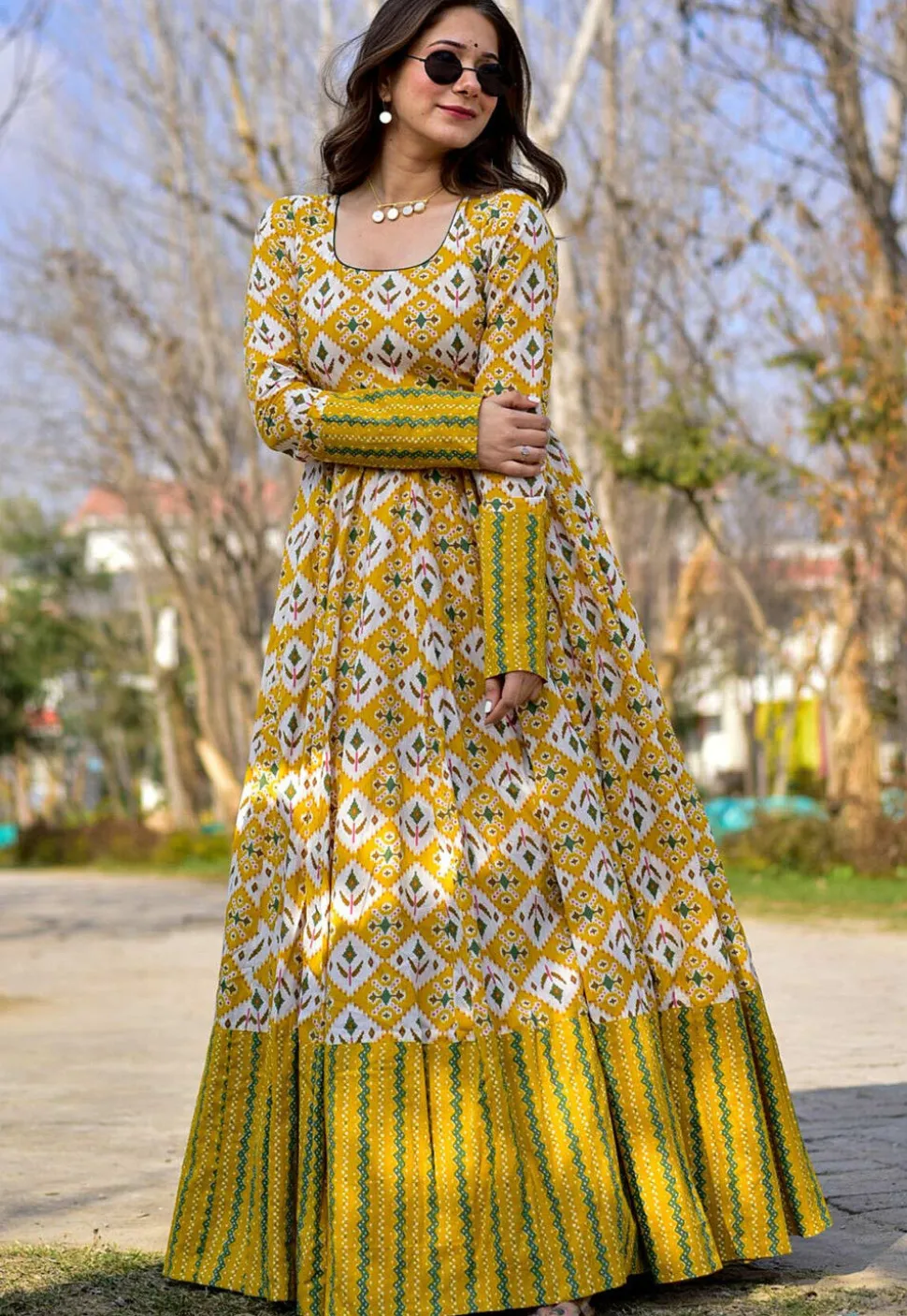 Digital Printed Pure Muslin Cotton in Yellow