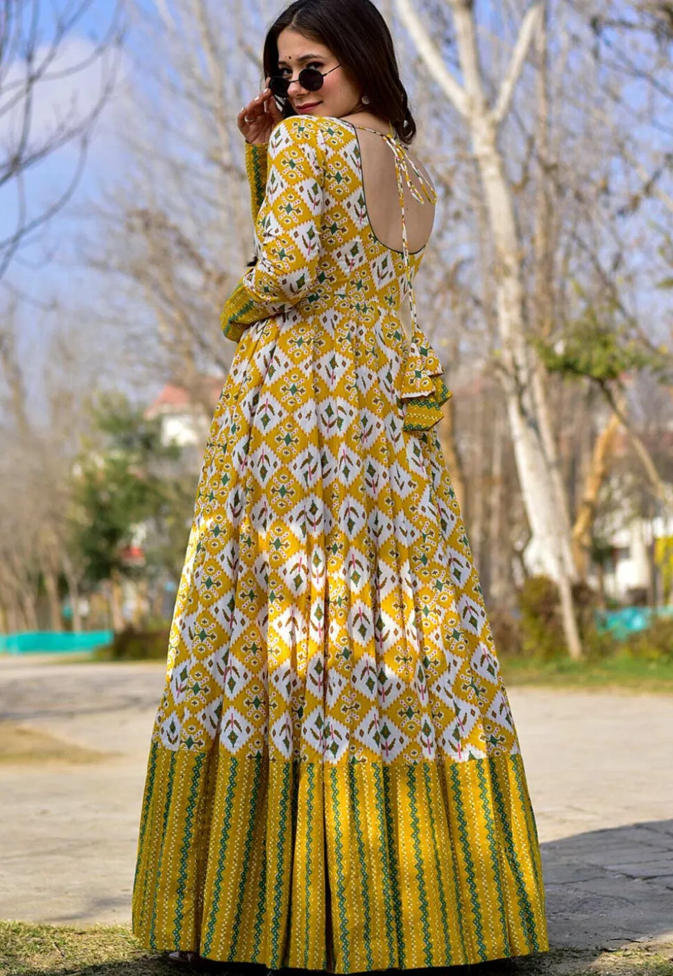 Digital Printed Pure Muslin Cotton in Yellow
