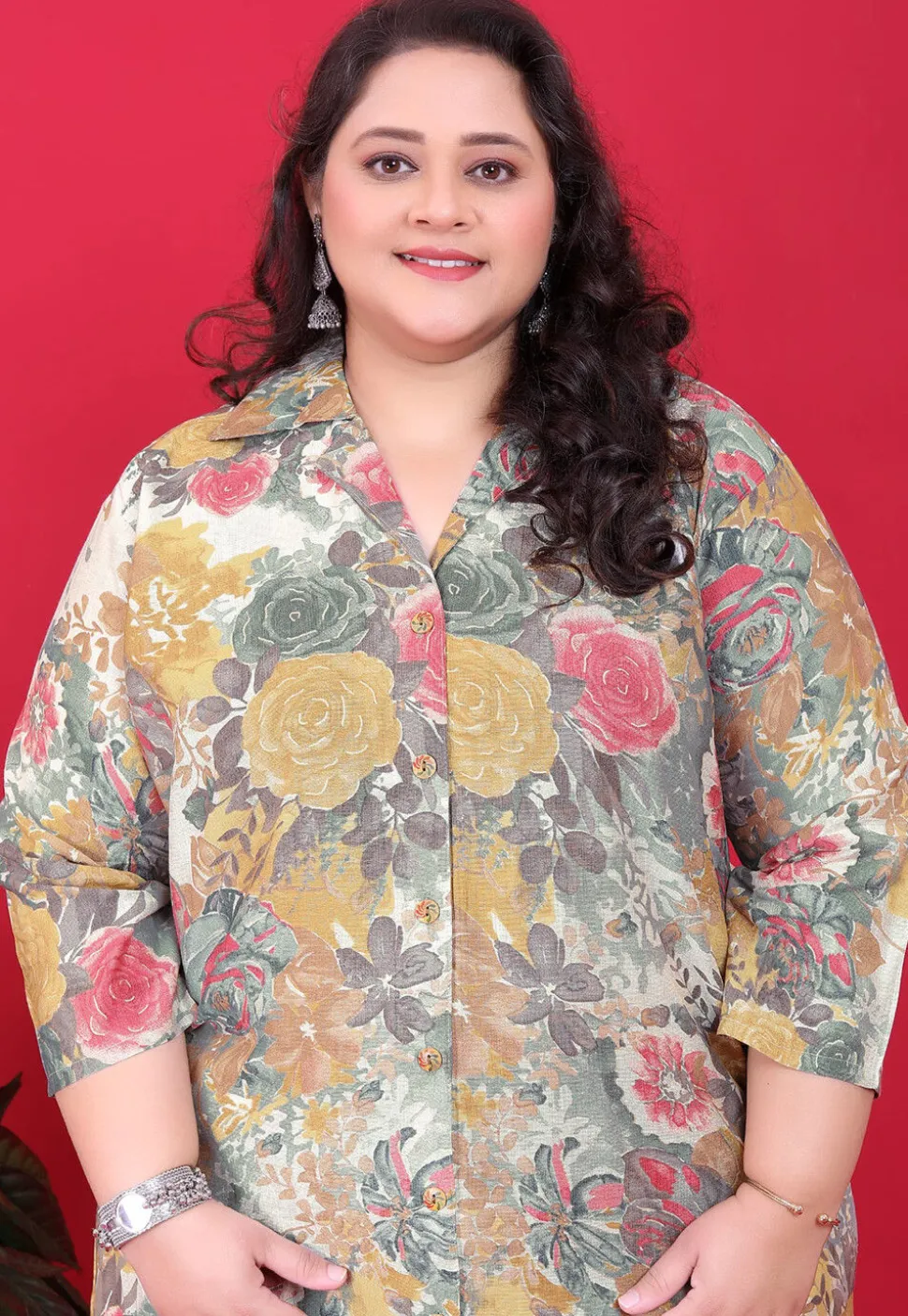 Digital Printed Rayon A Line Kurta Set in Multicolor