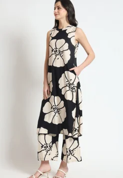 Digital Printed Rayon A Line Kurta Set in Black