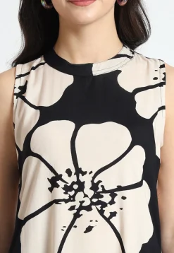 Digital Printed Rayon A Line Kurta Set in Black