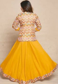Digital Printed Rayon Gown in Yellow