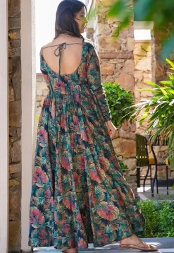 Digital Printed Rayon Gown in Multicolor