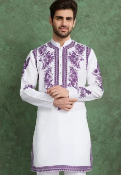 Digital Printed Rayon Kurta in Off White