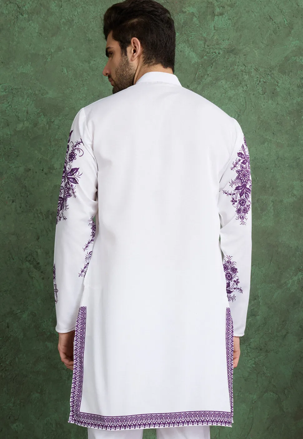 Digital Printed Rayon Kurta in Off White