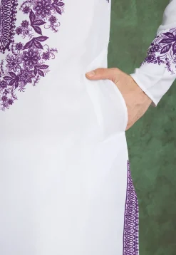 Digital Printed Rayon Kurta in Off White