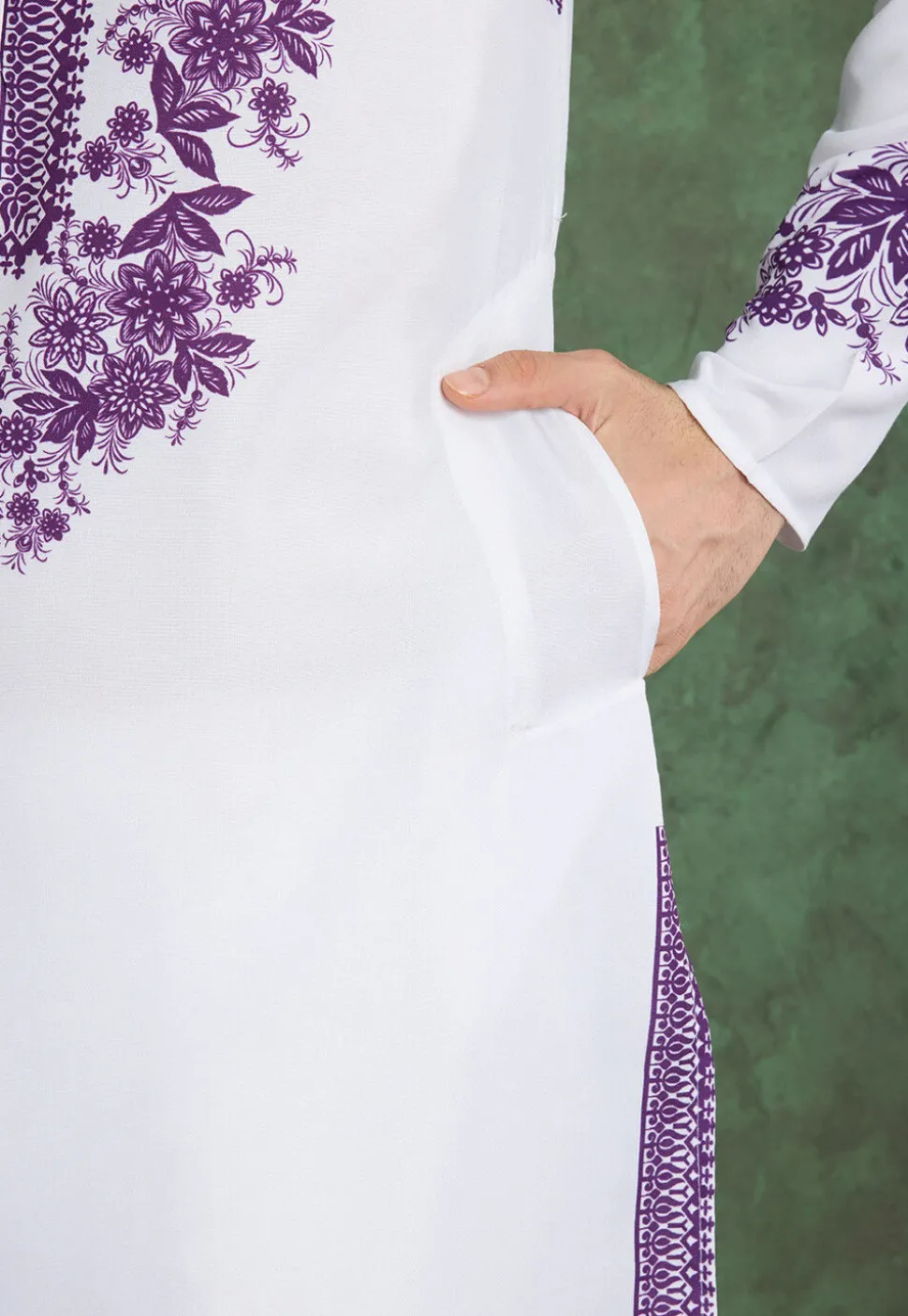 Digital Printed Rayon Kurta in Off White