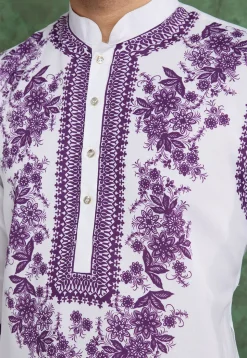 Digital Printed Rayon Kurta in Off White