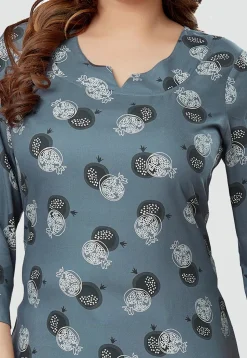 Digital Printed Rayon Kurti in Grey