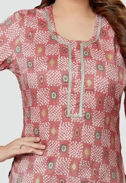 Digital Printed Rayon Kurti in Old Rose