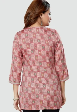 Digital Printed Rayon Kurti in Old Rose