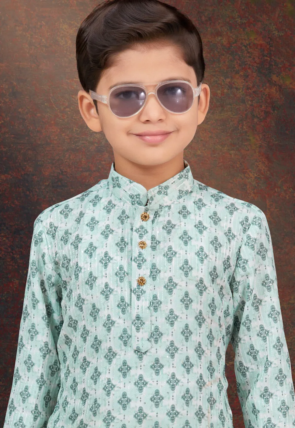 Digital Printed Rayon Kurta Set in Pink and Off White