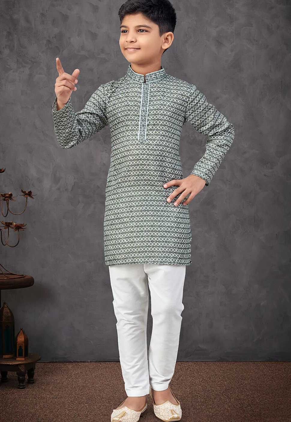 Digital Printed Rayon Kurta Set in Green
