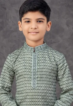 Digital Printed Rayon Kurta Set in Green