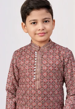 Digital Printed Rayon Kurta Set in Maroon