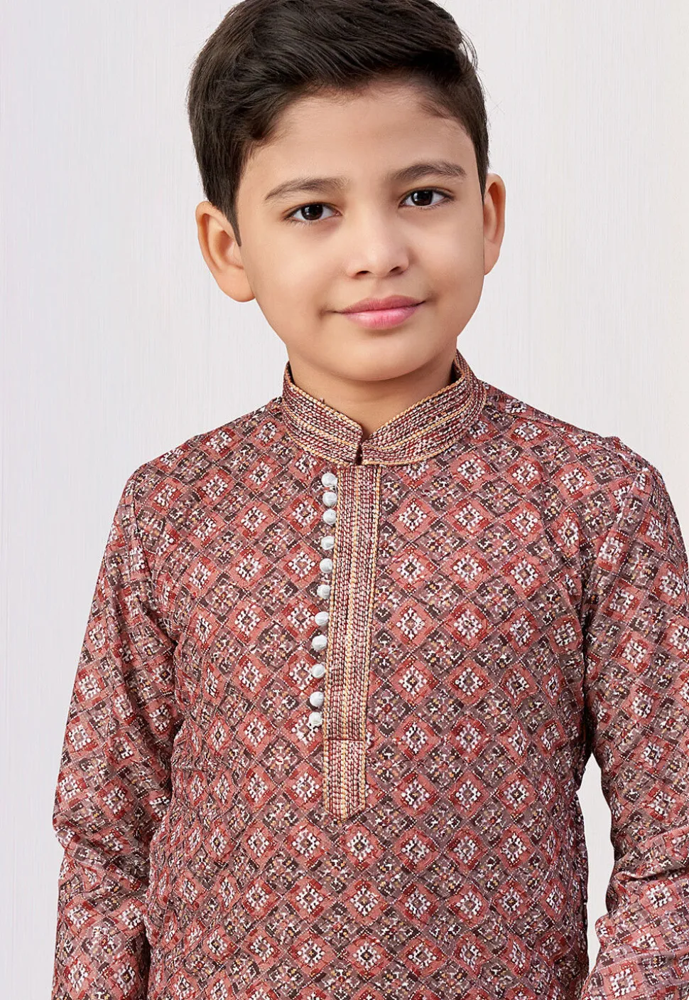 Digital Printed Rayon Kurta Set in Maroon