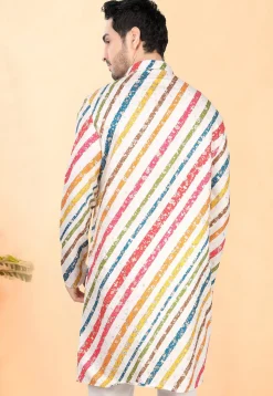 Digital Printed Rayon Kurta in Off White and Multicolor