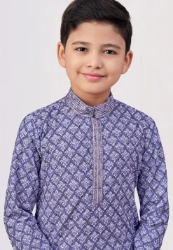 Digital Printed Rayon Kurta Set in Purple