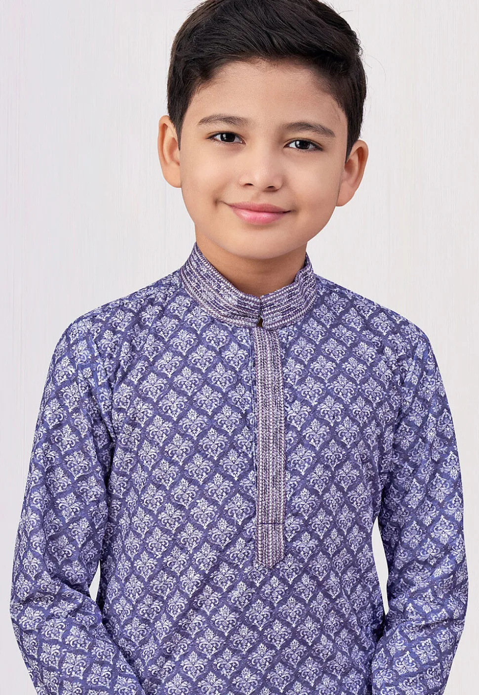 Digital Printed Rayon Kurta Set in Purple