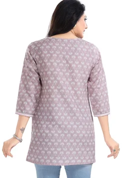 Digital Printed Rayon Kurti in Old Rose